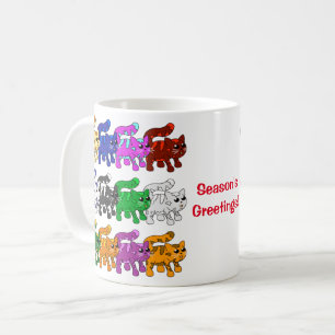 Mug Jolie Xmas Kitten Chat Lignes Motif