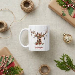 Mug Jolies décorations de rennes de Noël Bois rustiq
