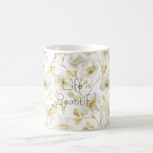 Mug Jolies Fleurs Blanches Dorées  (Centre)