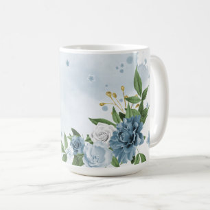 Mug jolies fleurs bleues verdure 
