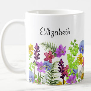 Mug Jolies fleurs sauvages avec nom personnalisé femme