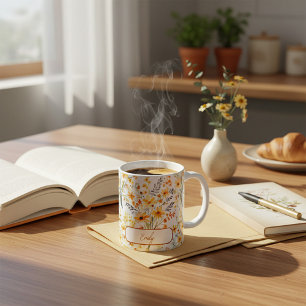 Mug Jolies fleurs sauvages jaunes de printemps personn
