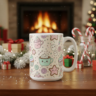 Mug Jolis Kawaii Friandises de Noël  Fêtes Pastel