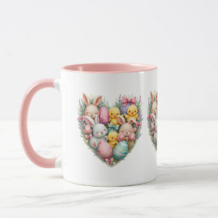 Mug Jolis lapins et poussins de Pâques au style cottag