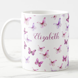 Mug Jolis Papillons Roses Nom Personnalisé