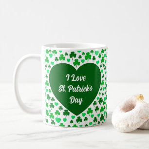 Mug Jolis trèfles et coeurs verts Saint-Patrick