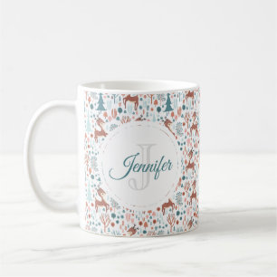 Mug Jote Deer dans la forêt lunaire Motif Monogramme