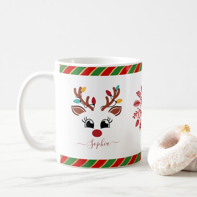 Mug Jote Reindeer Noël Enfants Chocolat chaud (Avec donut)