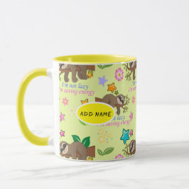 Mug Jote Sloth Jaune Motif Funny Lazy Citation Florale