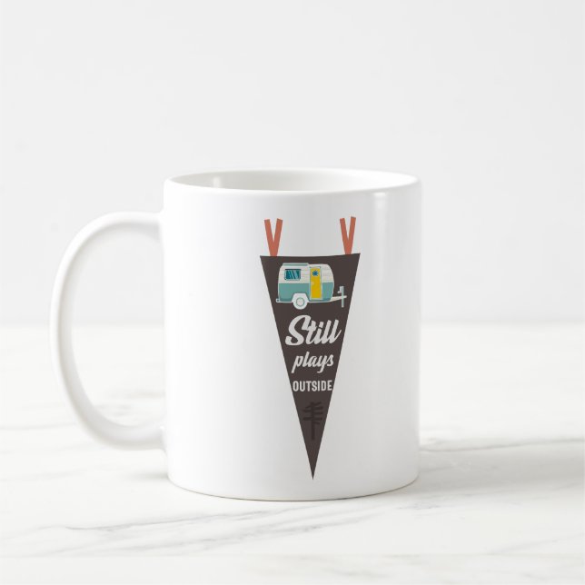 Mug Joue Toujours À L'Extérieur Du Camping Drôle Sloga (Gauche)