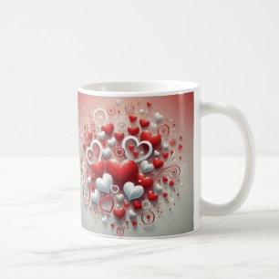 Mug Jouer aux Coeurs Rouge et Blanc La Saint-Valentin