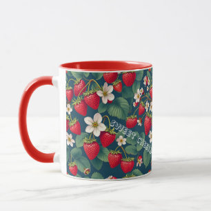 Mug Jouets doux Fleurs blanches Fraises rouges personn