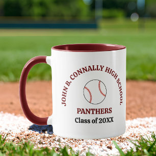 Mug Joueur de baseball au lycée marron personnalisé