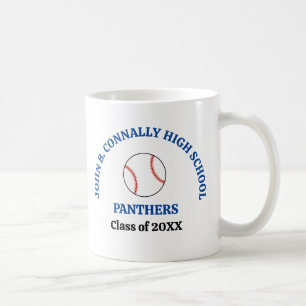 Mug Joueur de baseball personnalisé au lycée bleu