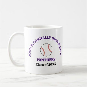 Mug Joueur de baseball personnalisé au lycée violet