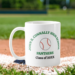 Mug Joueur de baseball personnalisé de lycée vert