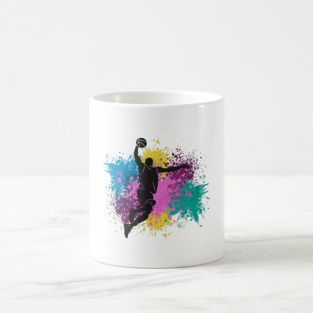 Mug Joueur de basket-ball Grungy Couleurs Splashes (Centre)