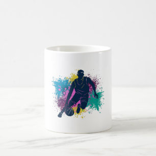 Mug Joueur de basket-ball Grungy Couleurs Splashes
