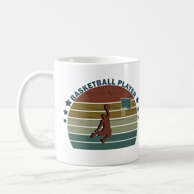 Mug joueur de basketball slunk retro coucher de soleil (Gauche)