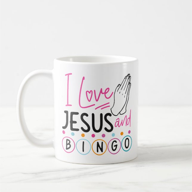 Mug Joueur de Bingo Jésus Foi Chrétien J'aime Jésus Un (Gauche)