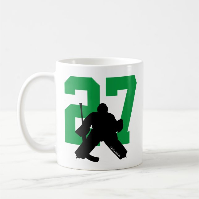 Mug Joueur de hockey personnalisé Numéro vert (Gauche)