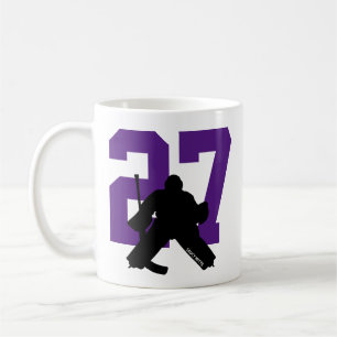 Mug Joueur de hockey personnalisé Numéro violet