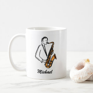 Mug Joueur de saxophone au nom personnalisé – Amateur