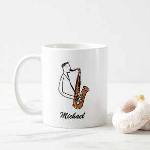 Mug Joueur de saxophone au nom personnalisé – Amateur