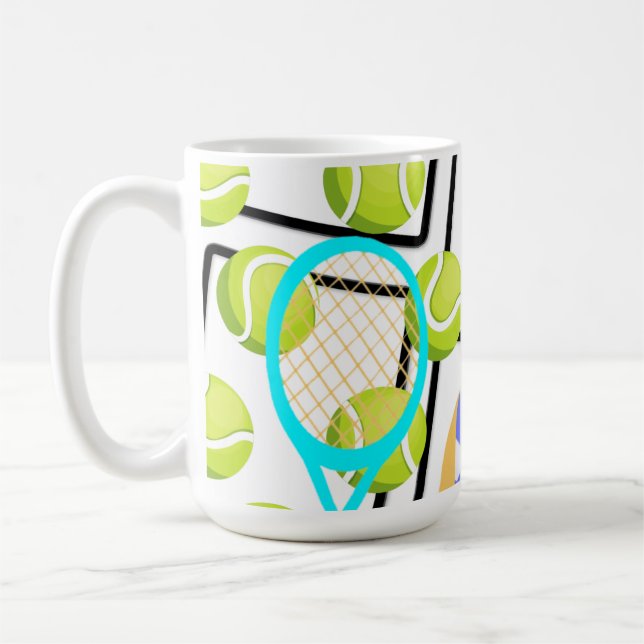 Mug Joueur de tennis avec arrière - plan de balle de t (Gauche)