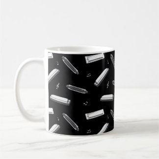 Mug Joueur d'harmonica Bouche Organ Musique Notes Moti