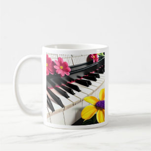 Mug Jouez simplement   Piano et fleurs colorées