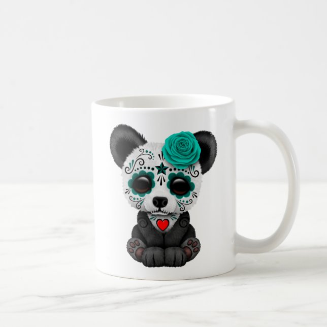 Mug Jour bleu de l'ours panda mort de crâne de sucre (Droite)