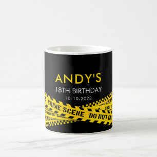 Mug Jour d'anniversaire à thème de la police avec jaun