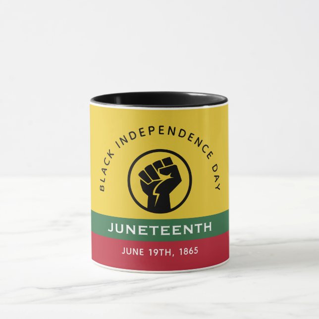 Mug Jour de l'Indépendance des Noirs 1865 Texte courbe (Centre)