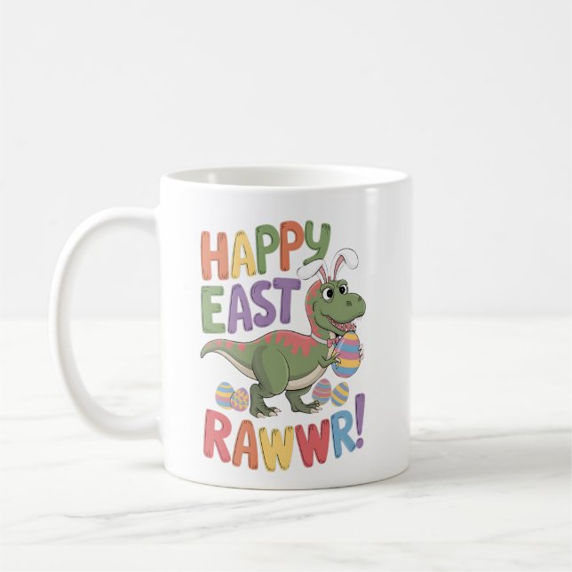 Mug Jour de Pâques Dinosaur Drôle Happy Eastrawr T Rex (Gauche)
