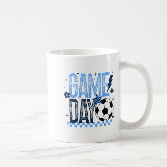 Mug Jour de soccer saison Retro Bleu clair À damiers (Droite)