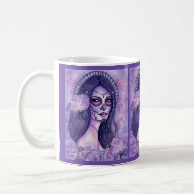 Mug Jour des roses et papillons pourpres morts Renée (Gauche)
