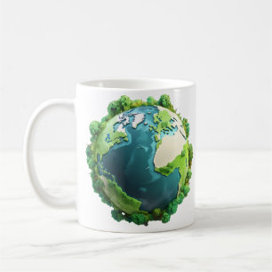 Mug Jour des terres - Terre verte et bleue avec arbres