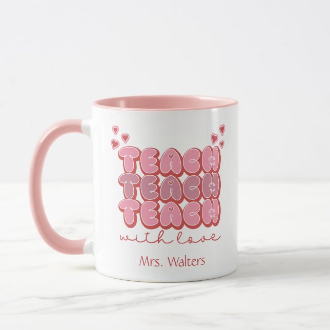 Mug Jour des Valentines Enseignant avec coeur d'amour  (Gauche)