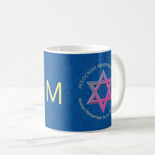 Mug Jour du Souvenir de YOM HASHOAH Blue Holocaust (Devant droit)