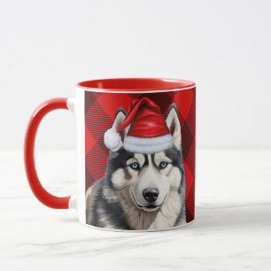 Mug Jour férié Buffalo Plaid Sibérien Husky Chien Noël