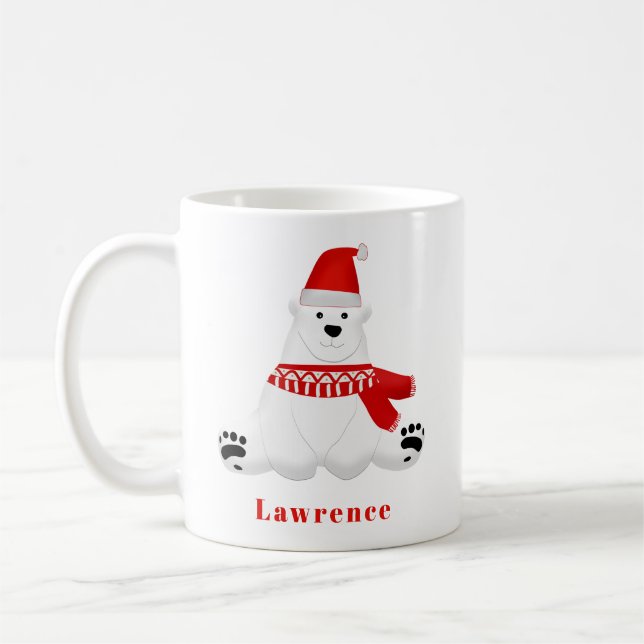 Mug Jour férié Noël de l'ours rouge mignon (Gauche)