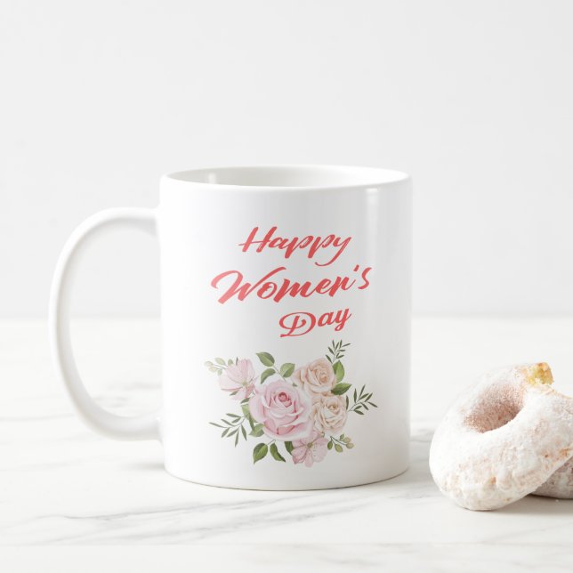Mug jour heureux des femmes blanc (Avec donut)