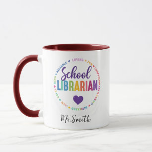 Mug Journée de la bibliothécaire personnalisée Nom p