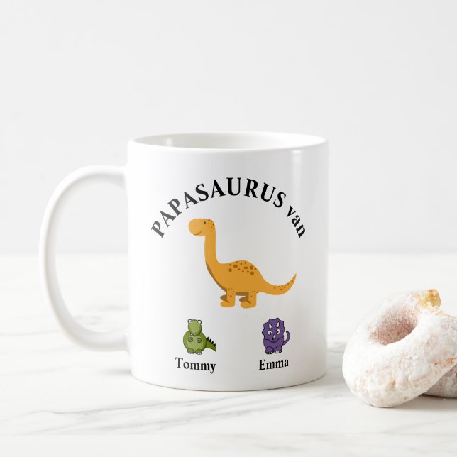 Mug Journée de paternité cadeau papasaure mok (Avec donut)