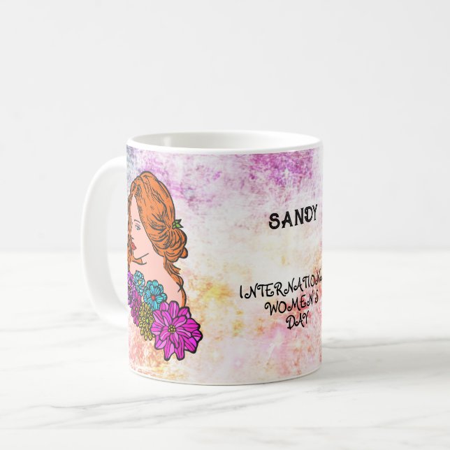 Mug Journée Internationale de la Femme Auburn Cheveux  (Devant gauche)
