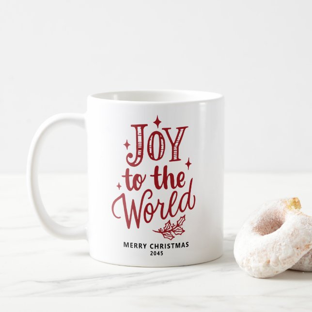 Mug Joy to the World Christmas Lettering Red (Avec donut)