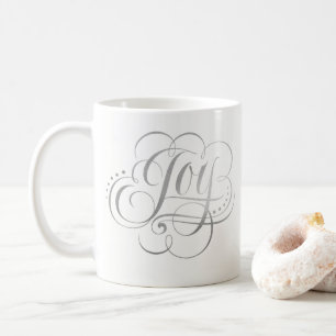Mug Joy to the World - Silver Christmas Calligraphy