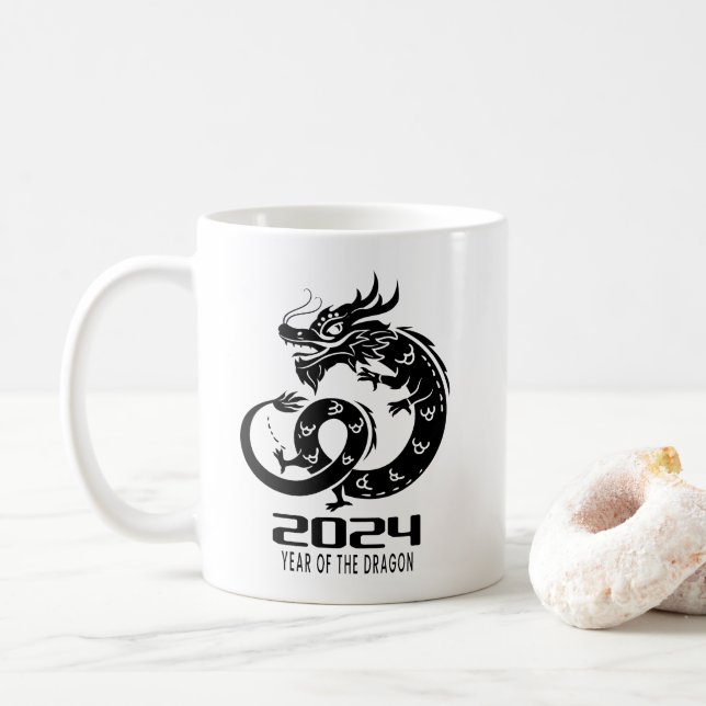 Mug Joyeuse année dragon du Nouvel An chinois 2024 (Avec donut)