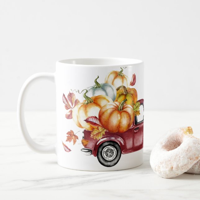 Mug Joyeuse bouillie de café d'aquarelle de la récolte (Avec donut)